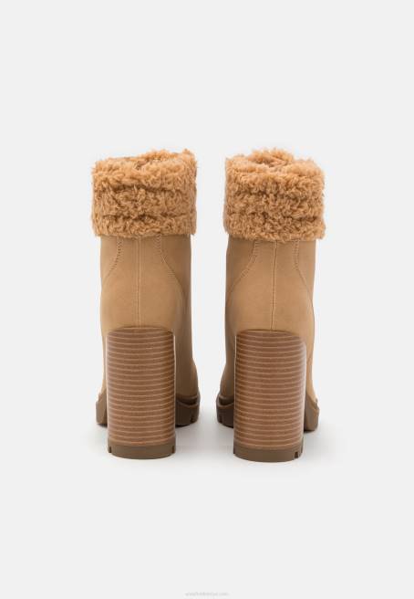 deri bağcıklı bilekte bot bej Anna Field F2022024 kadınlar