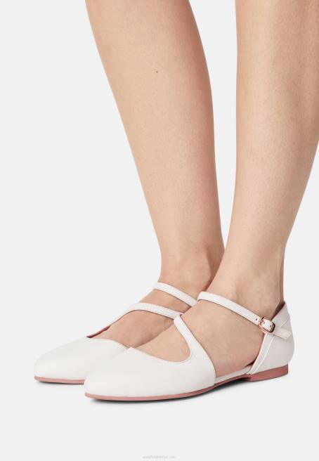 deri ayak bileği askılı bale pompaları beyaz Anna Field F2022167 kadınlar