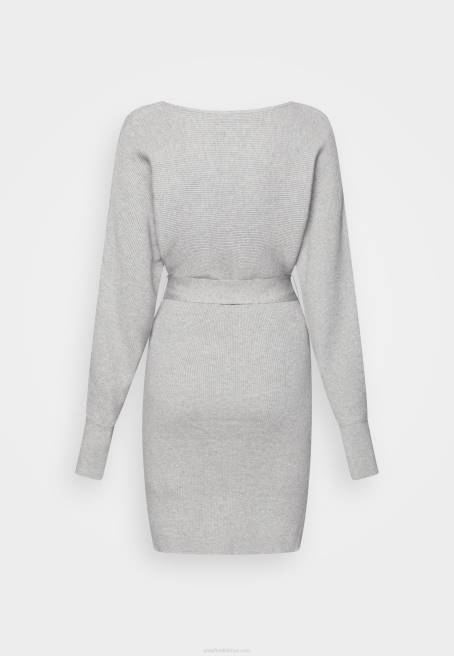 şal ​​v ausschnitt mini strickkleid mit grtel shift elbise alacalı gri Anna Field F202216 kadınlar
