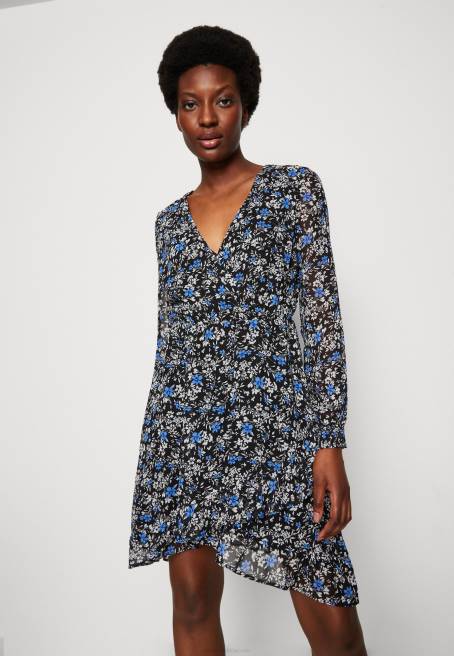 günlük elbise siyah/çok renkli Anna Field F20227 kadınlar