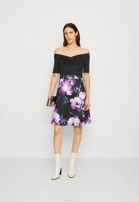 kokteyl elbisesi parti elbisesi siyah/mor Anna Field F20271 kadınlar