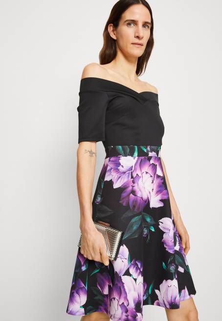 kokteyl elbisesi parti elbisesi siyah/mor Anna Field F20271 kadınlar