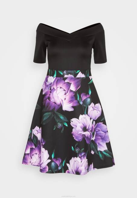 kokteyl elbisesi parti elbisesi siyah/mor Anna Field F20271 kadınlar