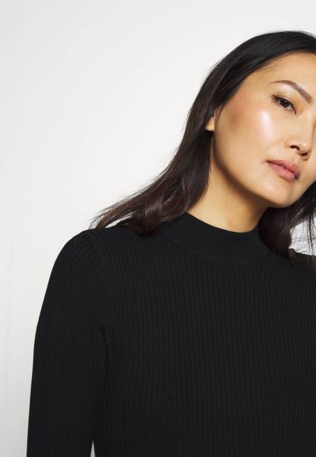 mürettebat ausschnitt bodycon ripp mini strickkleid shift elbise siyah Anna Field F202204 kadınlar