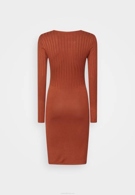 mürettebat ausschnitt ripp top bodycon mini strickkleid shift elbise kahverengi Anna Field F202202 kadınlar