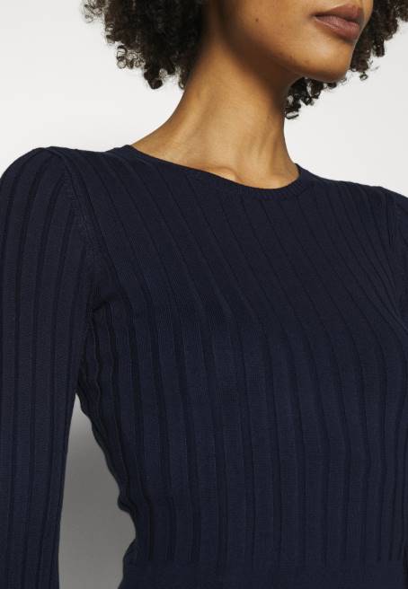 mürettebat ausschnitt ripp top bodycon mini strickkleid shift elbise koyu mavi Anna Field F202205 kadınlar