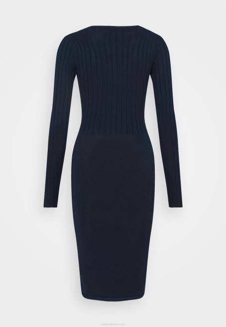 mürettebat ausschnitt ripp top bodycon mini strickkleid shift elbise koyu mavi Anna Field F202205 kadınlar