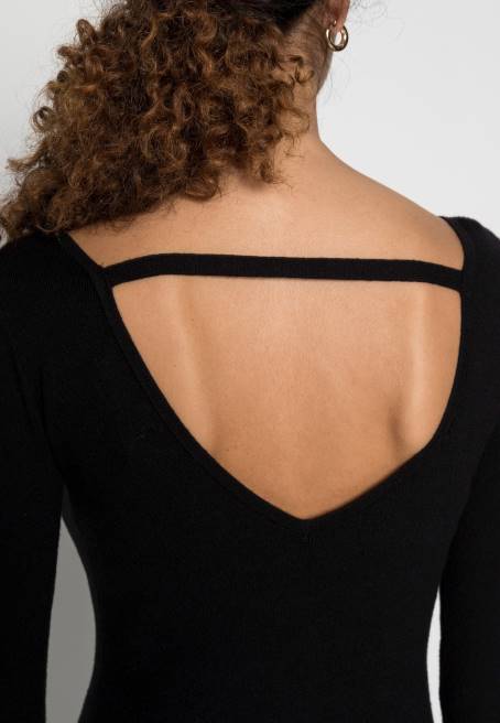 offener rcken bodycon mini strickkleid shift elbise siyah Anna Field F202193 kadınlar