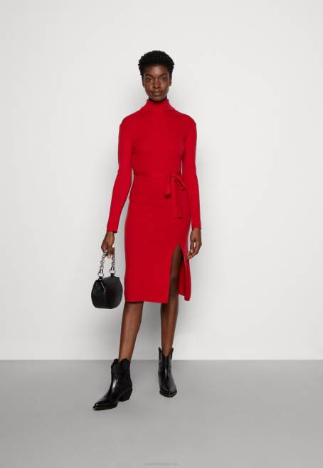 rollkragen ripp mini strickkleid mit grtel jumper elbise kırmızı Anna Field F202232 kadınlar