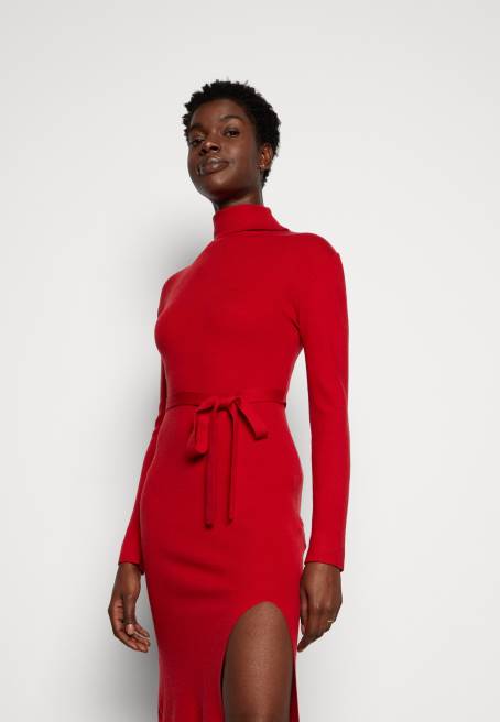 rollkragen ripp mini strickkleid mit grtel jumper elbise kırmızı Anna Field F202232 kadınlar