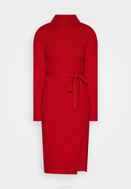 rollkragen ripp mini strickkleid mit grtel jumper elbise kırmızı Anna Field F202232 kadınlar