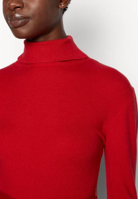 rollkragen ripp mini strickkleid mit grtel jumper elbise kırmızı Anna Field F202232 kadınlar