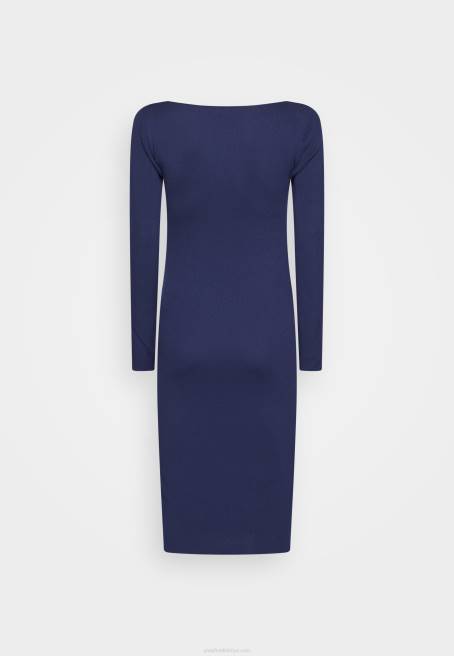 v ausschnitt bodycon midi strickkleid shift elbise koyu mavi Anna Field F202214 kadınlar