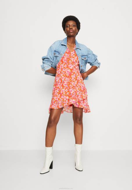 volant kısa elbise günlük elbise kırmızı/çok renkli Anna Field F20210 kadınlar