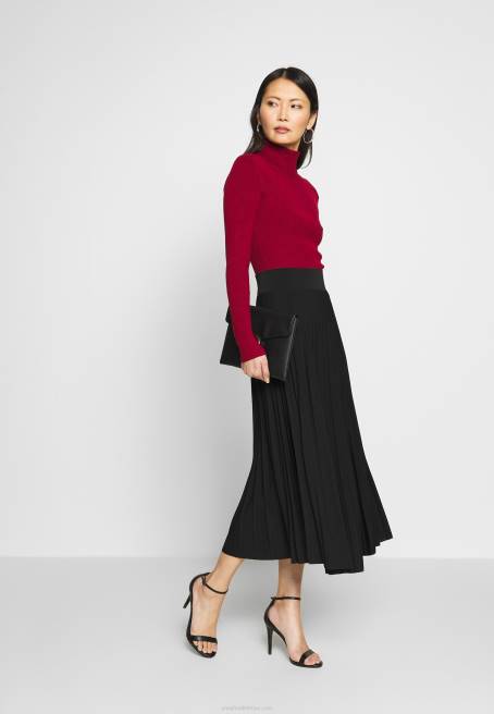 plisse a-line midi etek a-line etek siyah Anna Field F202782 kadınlar