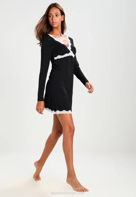 heidi uzun kollu viskon gecelik gecelik siyah Anna Field F2021039 kadınlar