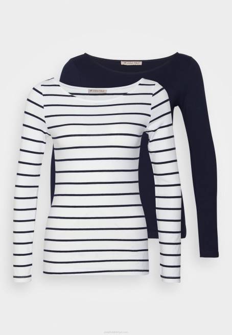 2'li uzun kollu üst beyaz/lacivert Anna Field F202587 kadınlar