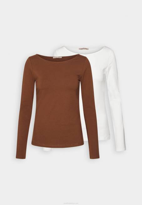 2\'li uzun kollu üst kahverengi/beyaz Anna Field F202584 kadınlar