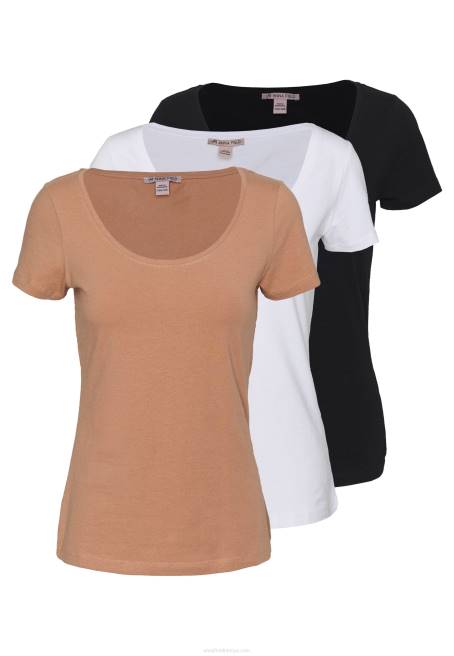 3'lü basic t-shirt beyaz/deve/siyah Anna Field F202380 kadınlar