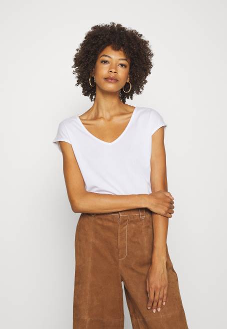 basic v yaka düşük omuzlu 2\'li basic tişört beyaz/beyaz Anna Field F202297 kadınlar