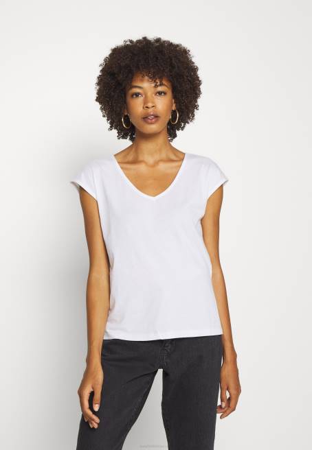 basic v yaka düşük omuzlu 2\'li basic tişört siyah/beyaz Anna Field F202261 kadınlar