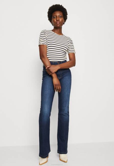 baskılı t-shirt koyu mavi/beyaz Anna Field F202339 kadınlar