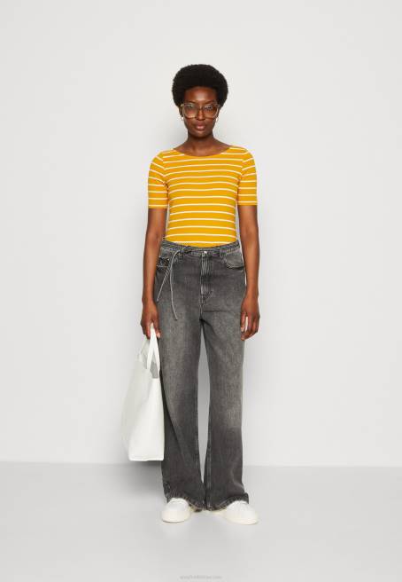 baskılı t-shirt koyu sarı/beyaz Anna Field F202295 kadınlar