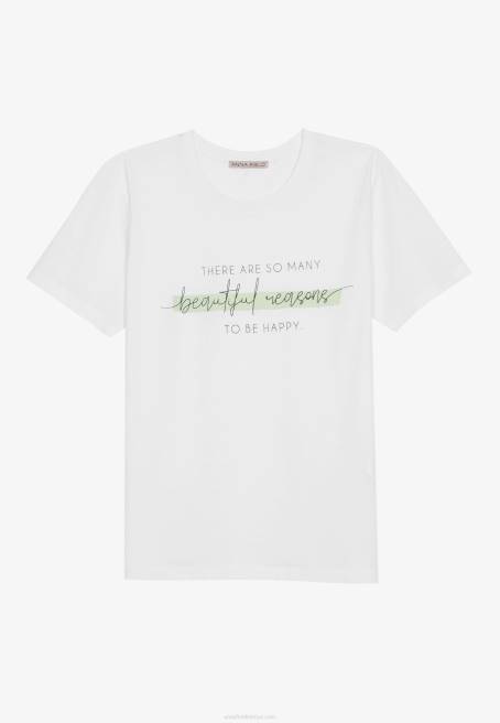 beyaz t-shirt yazdır Anna Field F202239 kadınlar