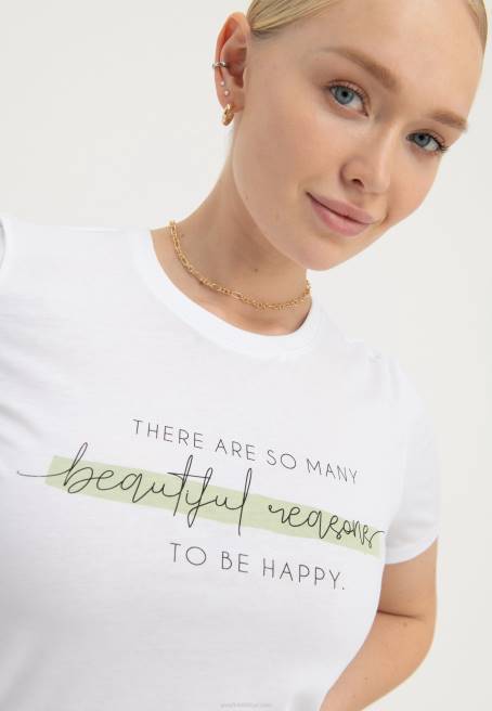 beyaz t-shirt yazdır Anna Field F202239 kadınlar