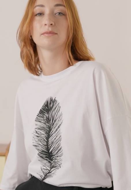 beyaz t-shirt yazdır Anna Field F202371 kadınlar