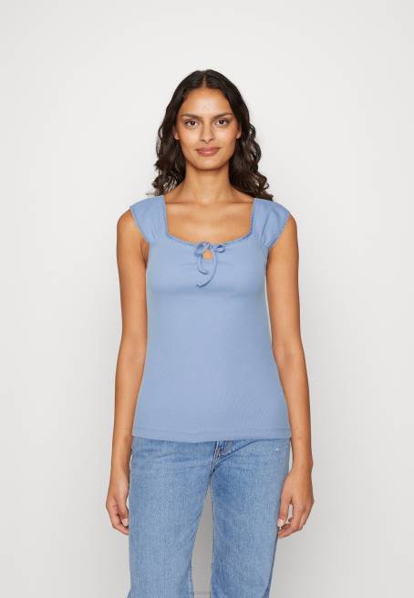 t-shirt açık mavi yazdır Anna Field F202278 kadınlar
